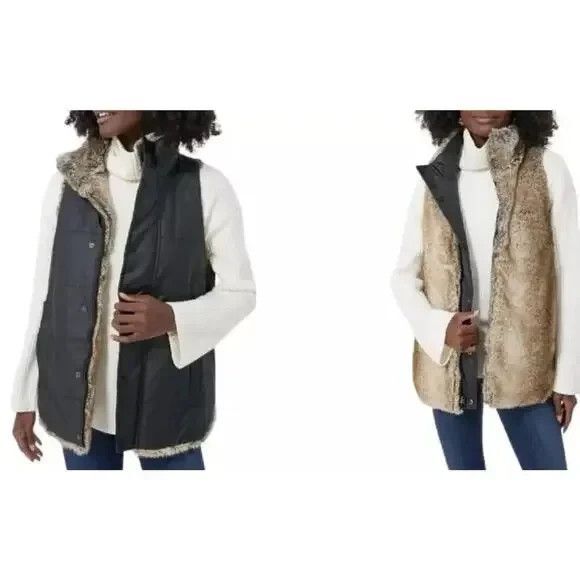 Tuckernuck Emilia Reversible Vest Faux Fur Size X Small
